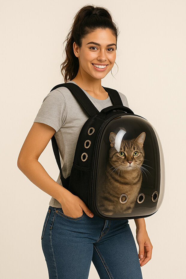 PatiCare™ Astronot Kedi Taşıma Sırt Çantası – Şeffaf Panoramik Pet Taşıma Çantası