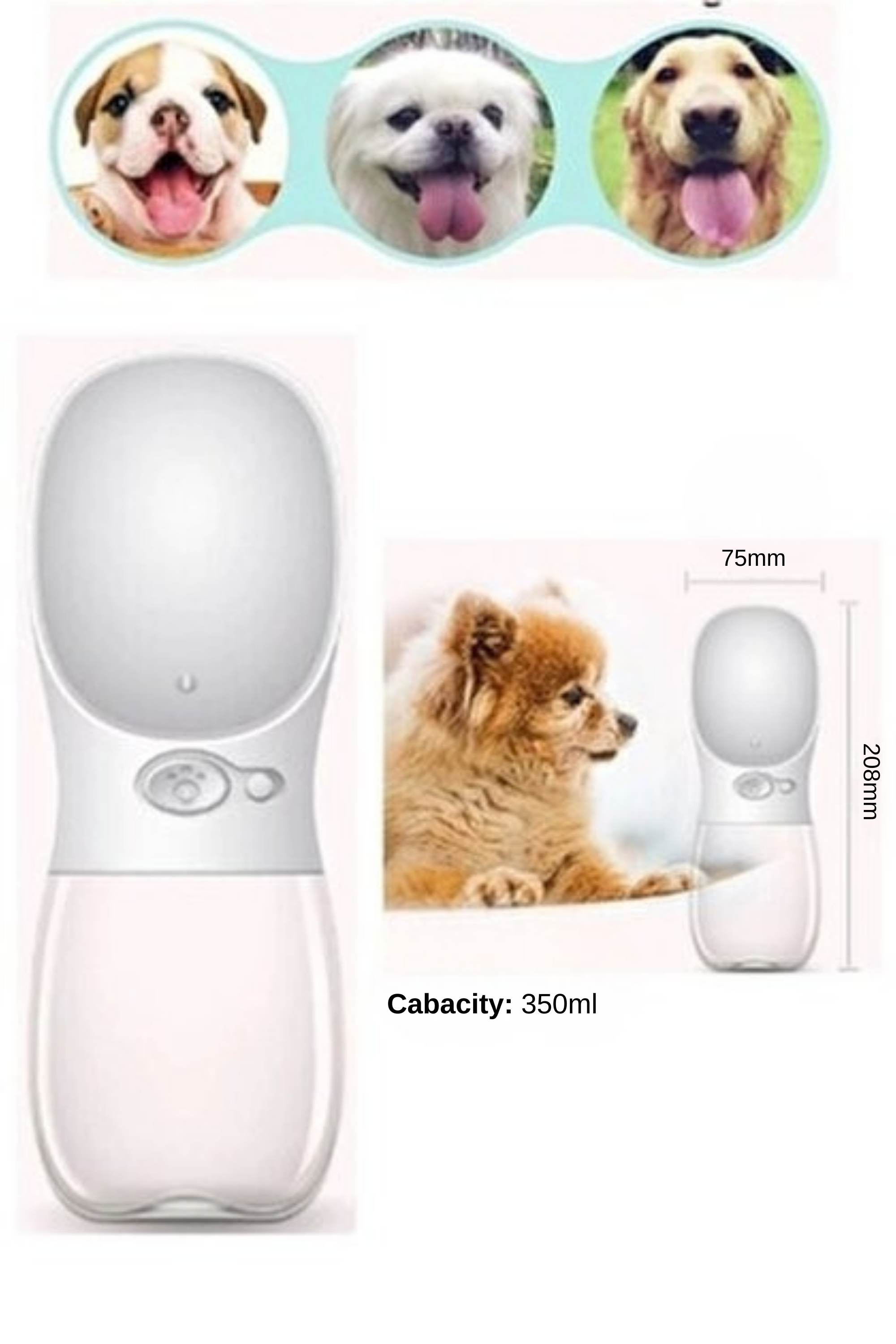 Taşınabilir Köpek Su Şişesi – Dökülmeyen Evcil Hayvan Suluk